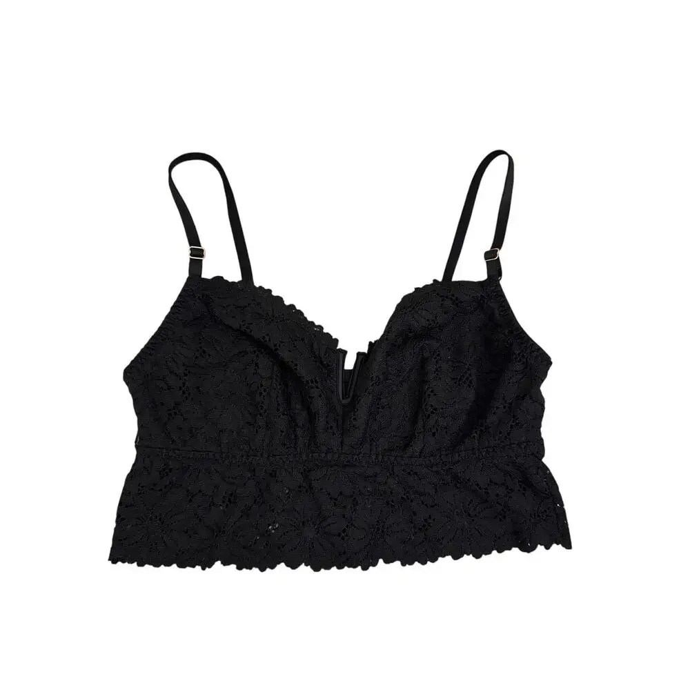 PINK Victoria's Secret Black Whimsygoth Lace Adjustable Bralette Tank Medium